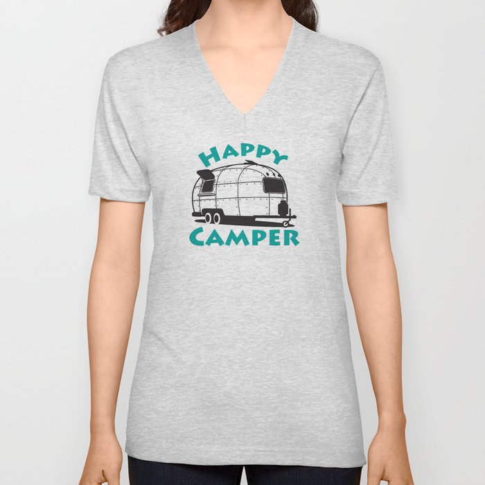 Happy Camper Airstream V Neck T Shirt