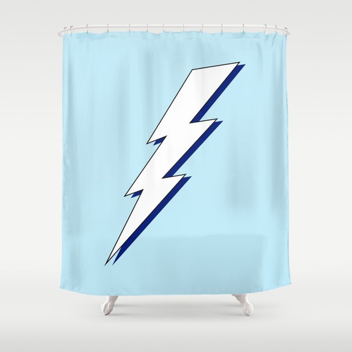 Just Me and My Shadow Lightning Bolt - Light-Blue White Blue Shower Curtain