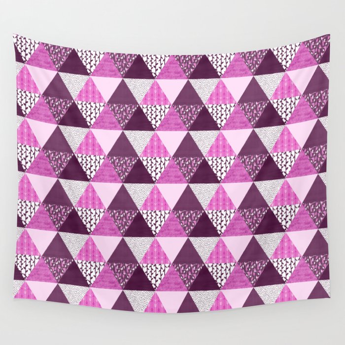 Triangle Quilt in Pink & Purple Wall Tapestry