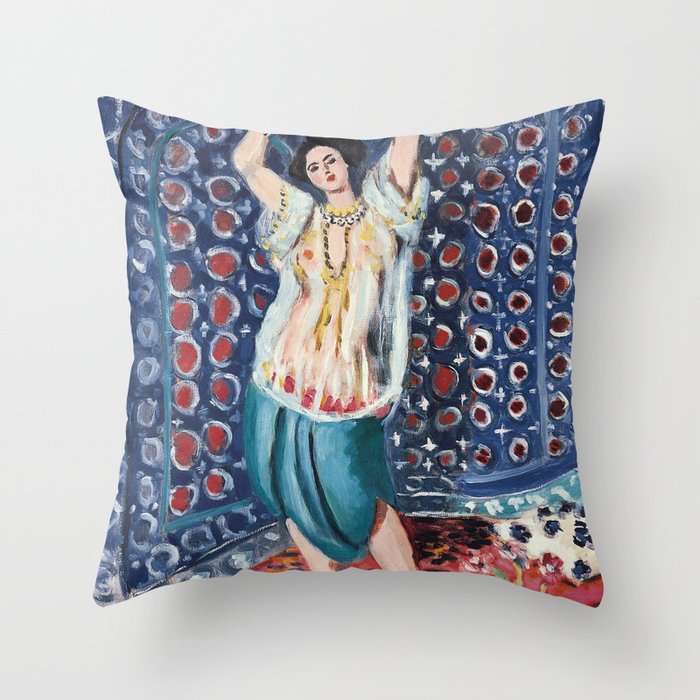 Henri Matisse 'Odalisque With Tambourine' Figurative Art Throw Pillow