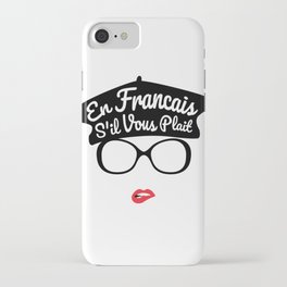 En Francais S'il Vous Plait - French Woman Beret Red Lips iPhone Case
