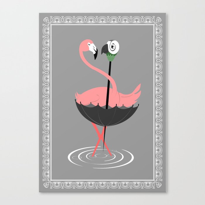 Flamingo&Umbrella Canvas Print