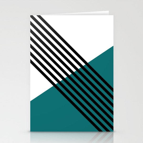 Teal White Black Geometric Midcentury Art Pairs Coloro Verdigris 092-38-21 Key Color Trends 2023 Stationery Cards