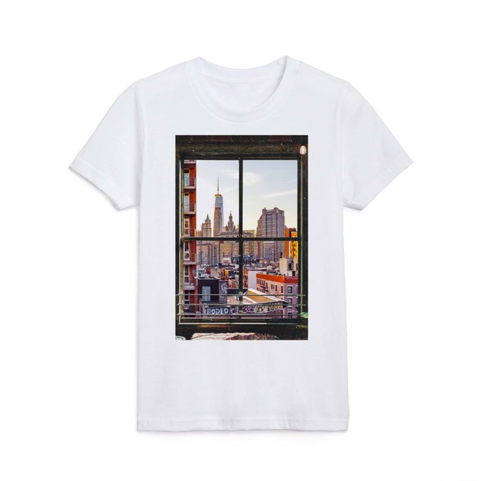 New York Window NYC Kids T Shirt