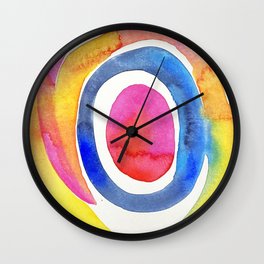 Watercolor Rainbow Ovals Wall Clock