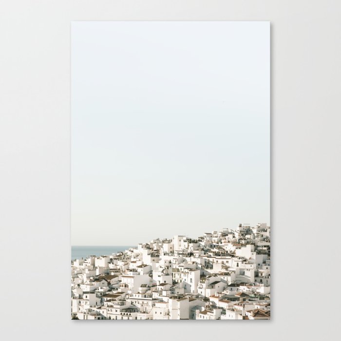 Andalusian white coastal town and Mediterranean sea Canvas Print