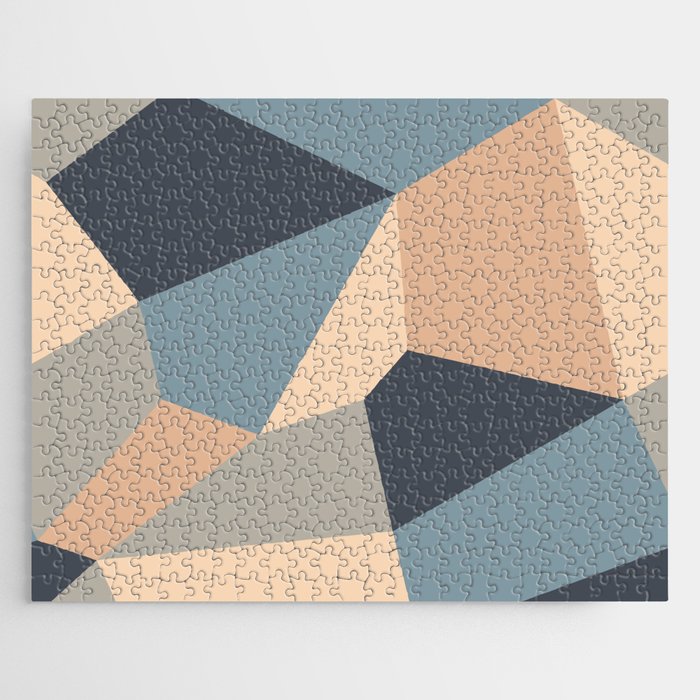 Polygonal variegated seamless pattern. multi-colored polygons of different shapes form a speckled surface. Vintage Jigsaw Puzzle