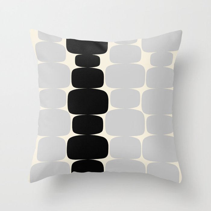 Abstraction_Balance_ROCKS_BLACK_WHITE_Minimalism_001 Throw Pillow
