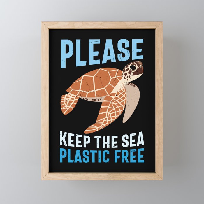 Please Keep The Sea Plastic Free Framed Mini Art Print