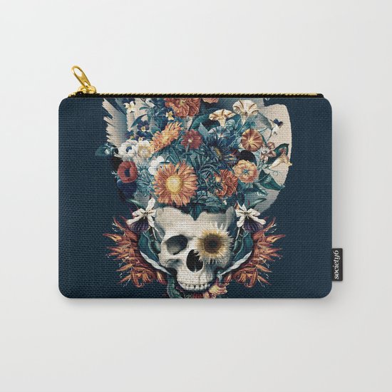 Skull and Flowers Carry-All Pouch