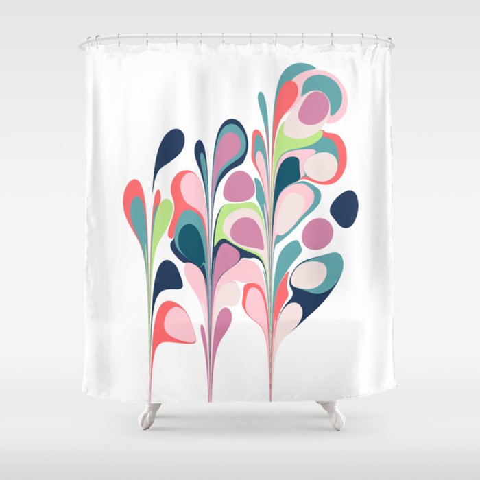 Colorful Abstract Floral Design Shower Curtain By Junejournal