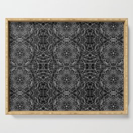 Liquid Light Series 23 ~ Grey Abstract Fractal Pattern Serving Tray