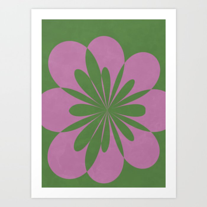 Bloom Flower - Green Purple Art Print