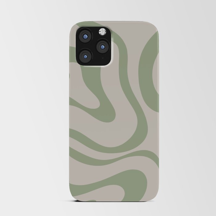 Sage and Beige Liquid Swirl Abstract iPhone Card Case