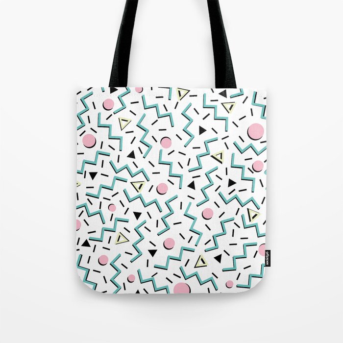 Back to the 80's eighties, funky memphis pattern design Tote Bag