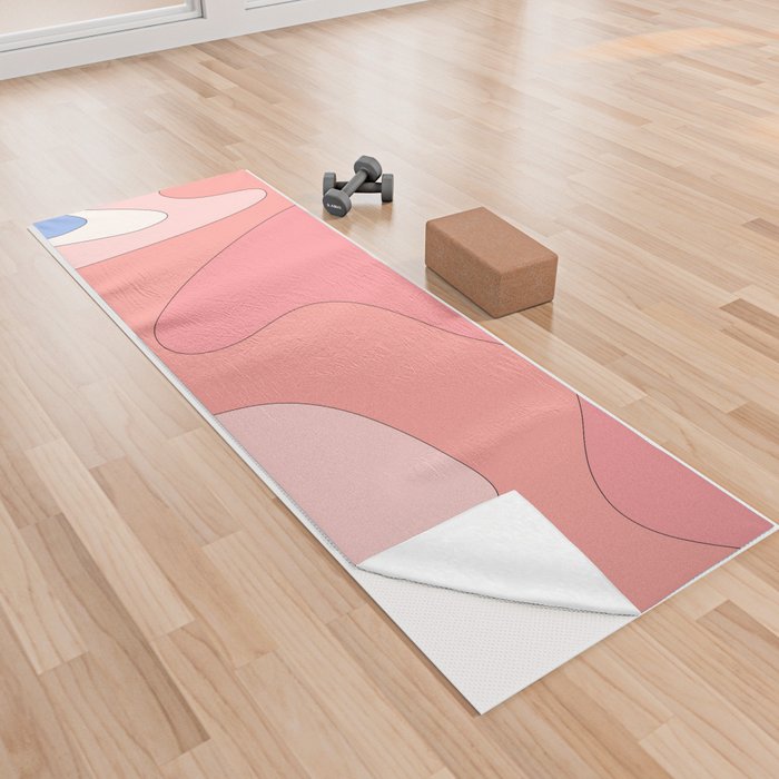 Liquid - Colorful Fluid Summer Vibes Beach Design Pattern in Pink Yoga Towel