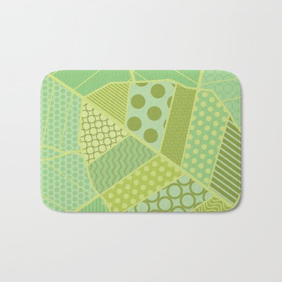 The Unique One (Green Patterned Leaf Patchwork) Bath Mat