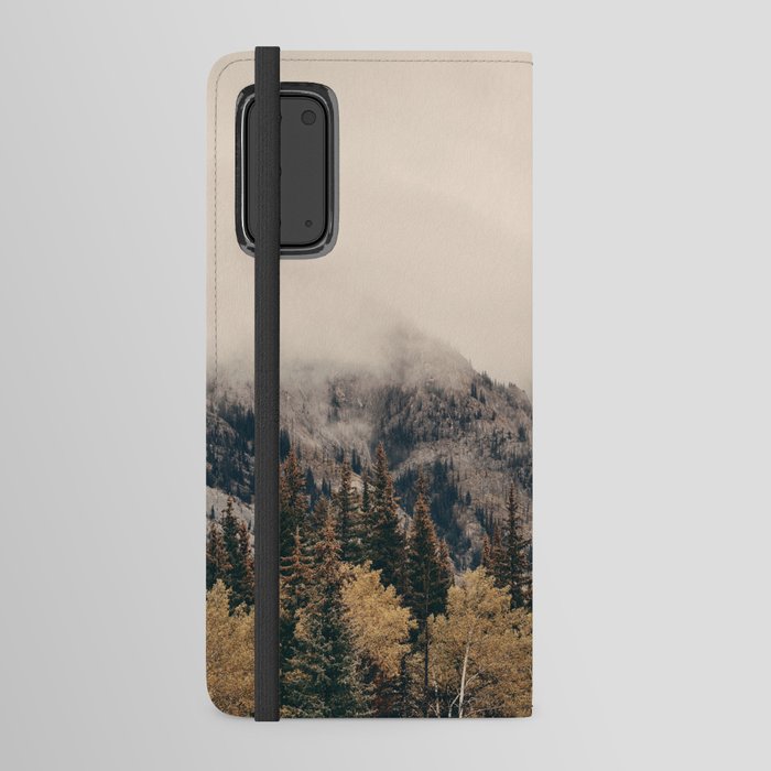 Banff national park foggy mountains and forest in Canada Android Wallet Case