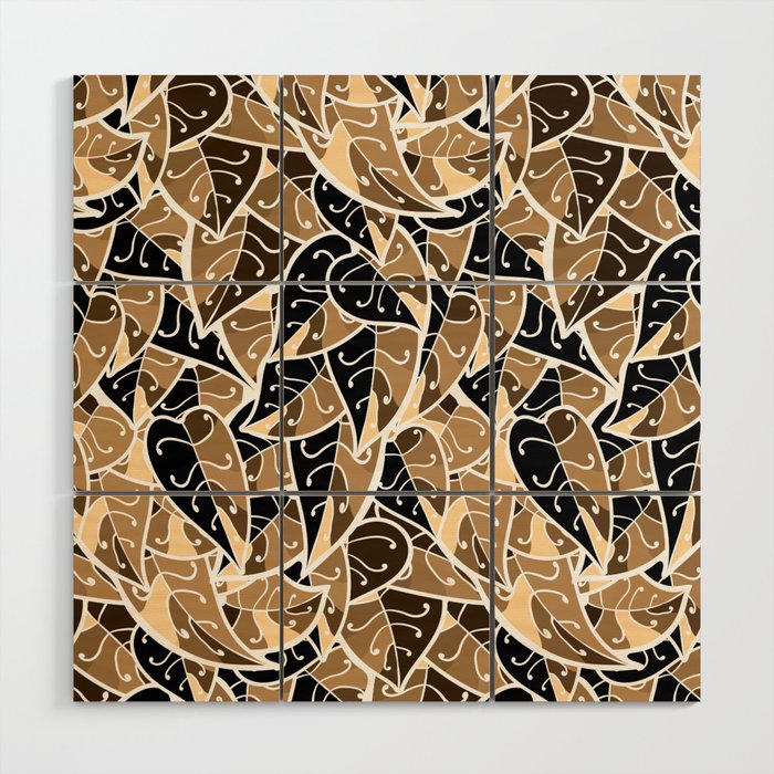 Tropical Leaves Tan Dress Pattern2022-jan12 Wood Wall Art