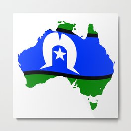 Torres Strait Islander Flag On Map Of Australia Metal Print