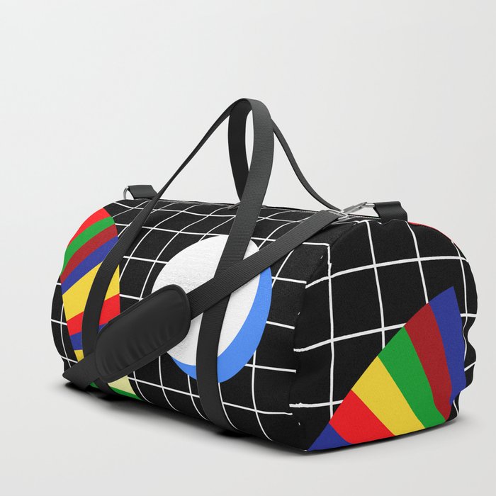 Memphis Grid & Rainbows Duffle Bag by bitart | Society6