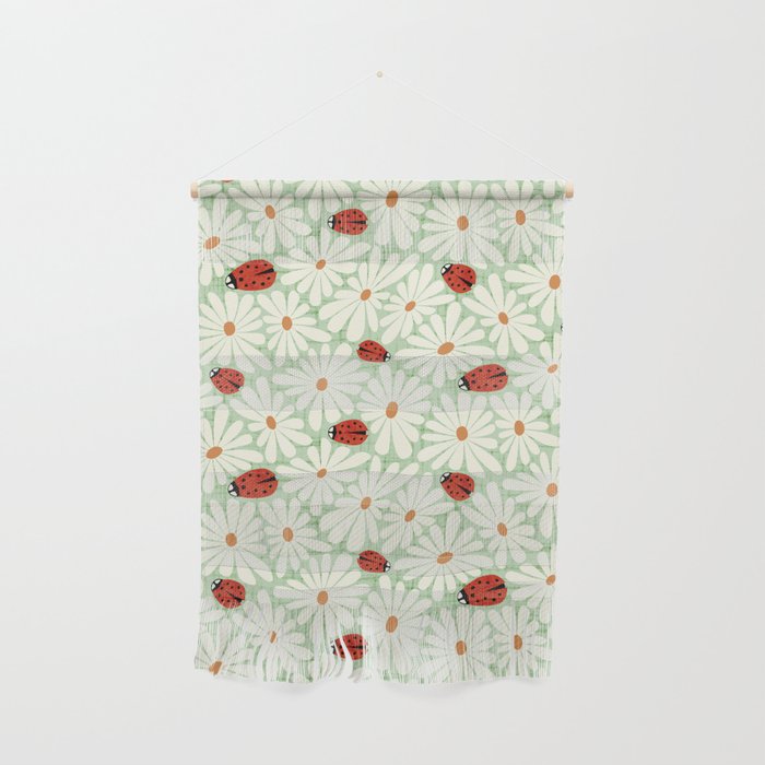 Ladies and Daisies | Red and Sage Wall Hanging