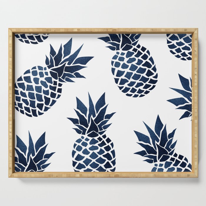 Pineapple Blue Denim Serving Tray