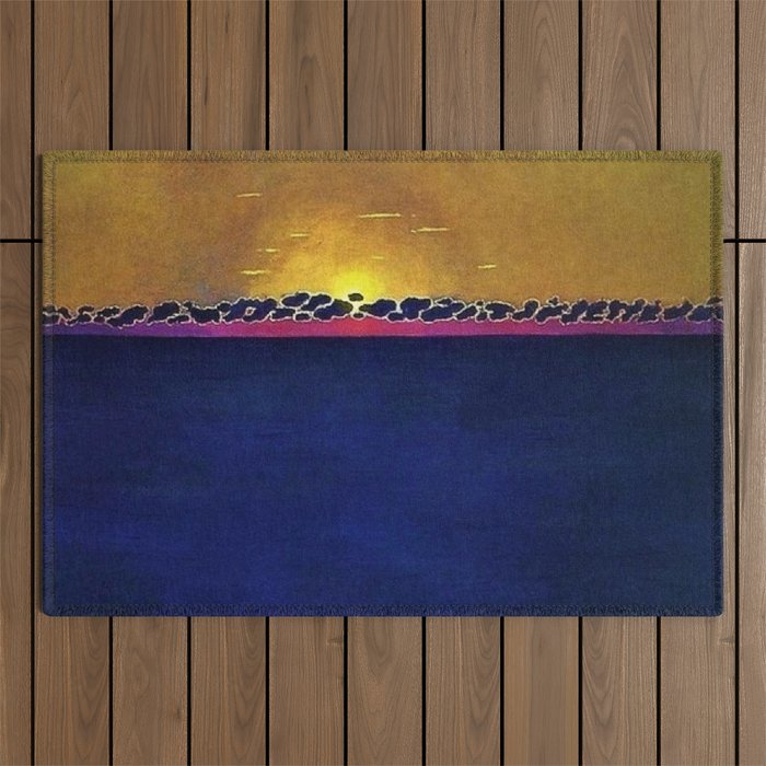 Ocean Blue & Sunset (High Tide) landscape painting by Felix Vallotton Outdoor Rug
