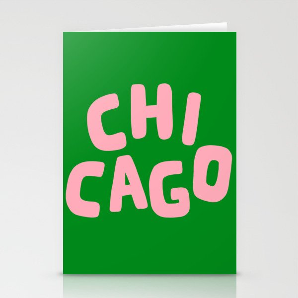 Chicago Green & Pink Stationery Cards
