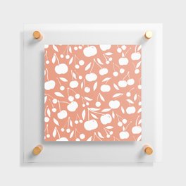 Cherries pattern - coral Floating Acrylic Print