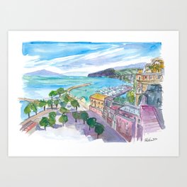 Sorrento with Harbour and View of Cliffs and Vesuviús Art Print