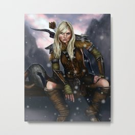 Fantasy Nordic Ranger Woman Metal Print