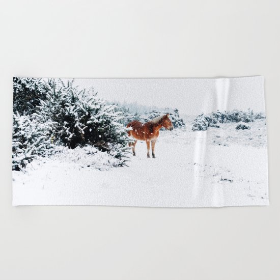 Winter horse Beach Towel
