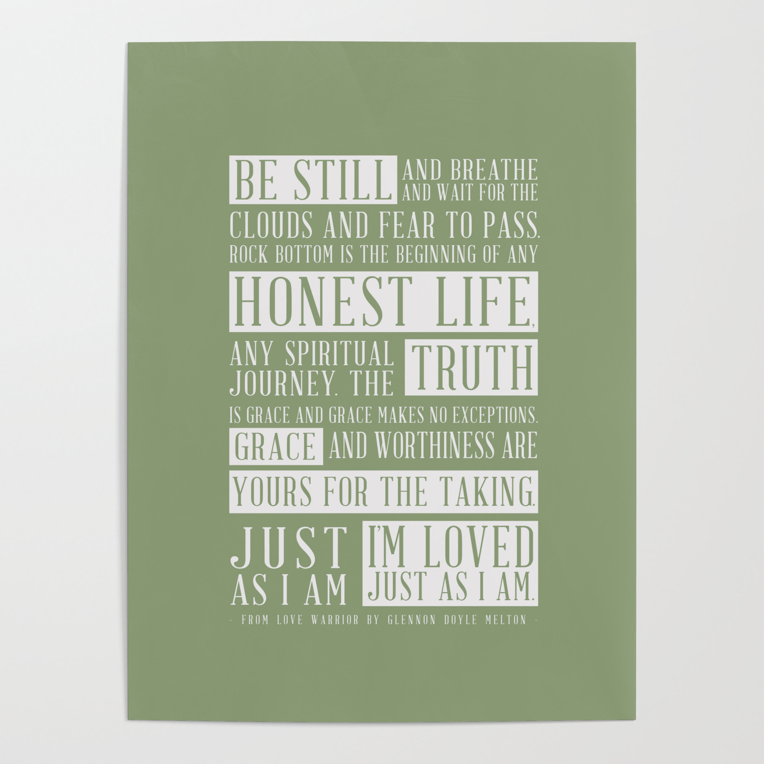 Love Warrior Glennon Doyle Quote In Green Poster By Munga Vision Society6 Love Warrior Glennon Doyle Quote In Green Poster By Munga Vision Society6