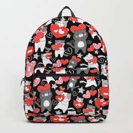 valentine cute cats with heart seamless pattern Backpack