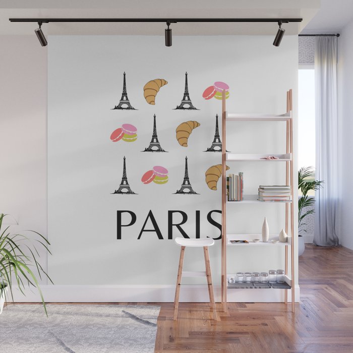 Paris Eiffel Tower Retro Illustration Modern Art Decor Wall Mural