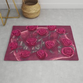 One Dozen Red Roses Painting Area & Throw Rug