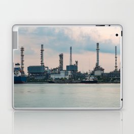 Oil refinery riverfront, vintage tone during sunrise Laptop Skin