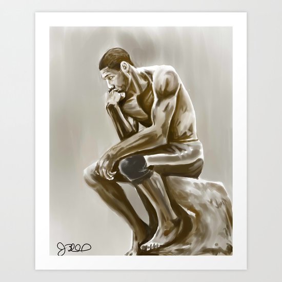 Tim Duncan, the thinker Art Print