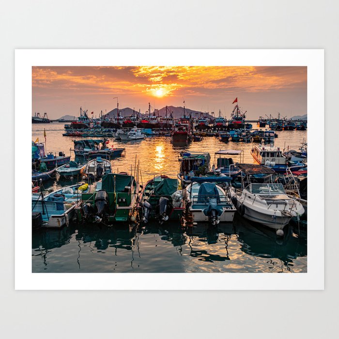 Sunset, Cheung Chau Island, Hong Kong Art Print