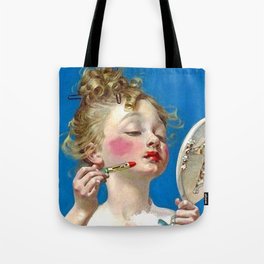 Lippy Tote Bag | Watercolor, Oil, Lipstick, Makeup, Girl, Graphicdesign, Lippy, Mirror, Pop Art, Vintage 