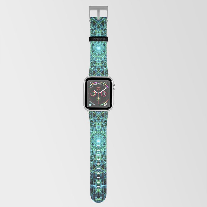 Liquid Light Series 52 ~ Blue & Green Abstract Fractal Pattern Apple Watch Band