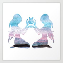 Gemini over Watercolor Art Print