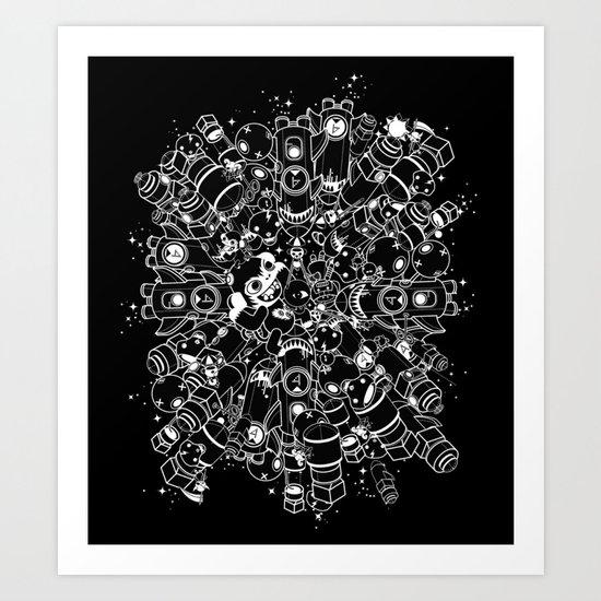 For Good For Evil - White on Black Art Print