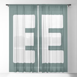 E (White & Dark Green Letter) Sheer Curtain