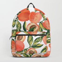 Peach Love Backpack | Fresh, Pattern, Green, Painting, Tropical, Graphicdesign, Peaches, Illustration, Fruit, Kitchen 