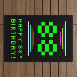 [ Thumbnail: 88th Birthday - Nerdy Geeky Pixelated 8-Bit Computing Graphics Inspired Look Outdoor Rug ]
