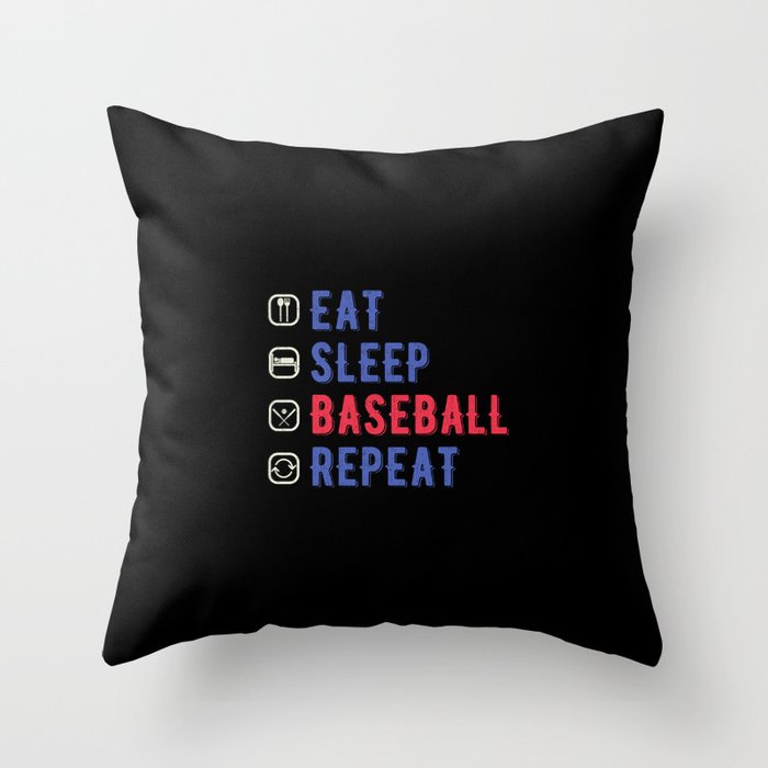 Funny Eat Sleep Baseball Repeat Throw Pillow