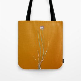Vintage Allium Foliosum Botanical Illustration on Bright Orange Tote Bag