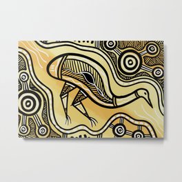 Authentic Aboriginal Art - Emu Metal Print